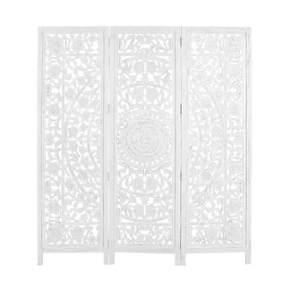 Jans Carved Timber Privacy Screen - White Antique