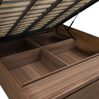Karvia Queen Gaslift Bed Base with Built-In Storage - Walnut