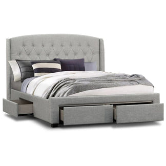 Kingston Queen Upholstered Storage Bed - Stone