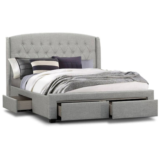 Kingston Queen Upholstered Storage Bed - Stone