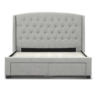 Kingston Queen Upholstered Storage Bed - Stone