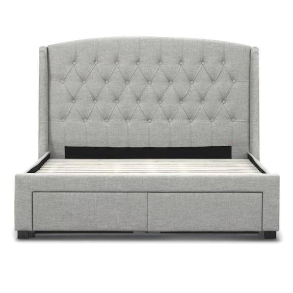 Kingston Queen Upholstered Storage Bed - Stone