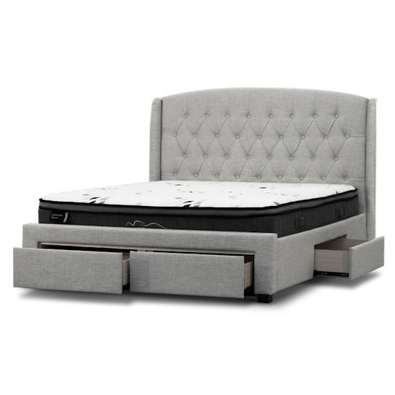Kingston Queen Upholstered Storage Bed - Stone