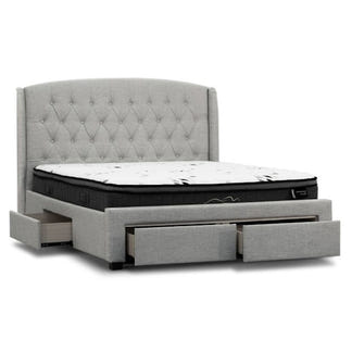 Kingston Queen Upholstered Storage Bed - Stone