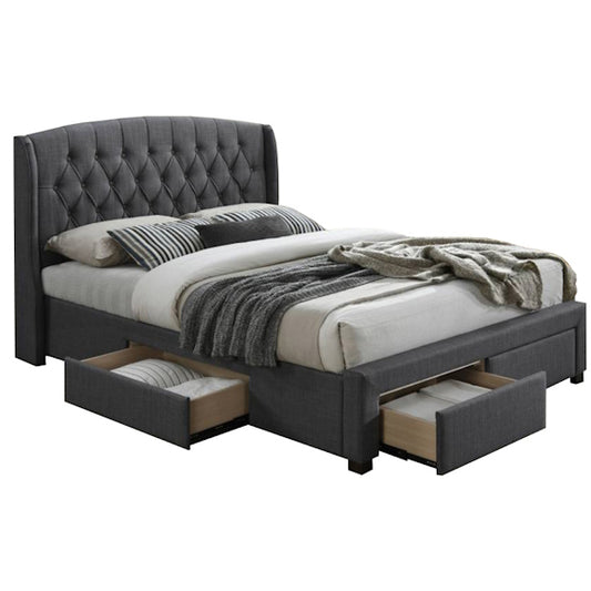 Kingston King Upholstered Storage Bed - Dark Grey