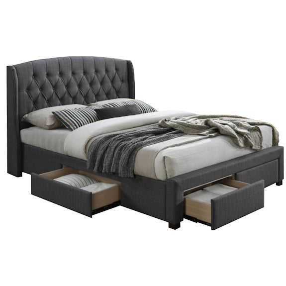 Kingston Queen Upholstered Storage Bed - Dark Grey