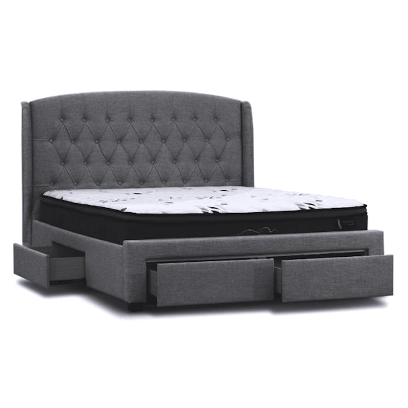Kingston Queen Upholstered Storage Bed - Dark Grey