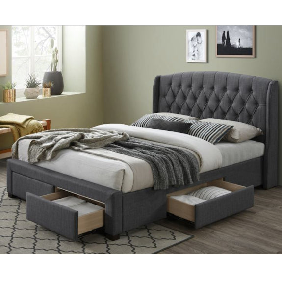 Kingston Queen Upholstered Storage Bed - Dark Grey