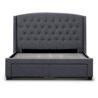 Kingston Queen Upholstered Storage Bed - Dark Grey