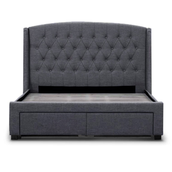 Kingston Queen Upholstered Storage Bed - Dark Grey