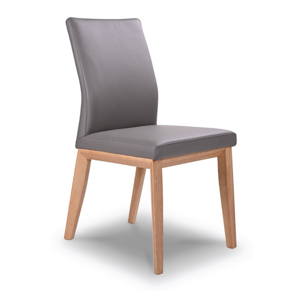 Kobe Leather Dining Chair - Grey/Natural