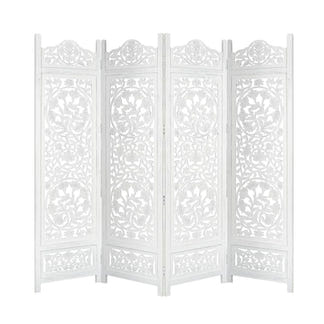 Koch Carved Timber Privacy Screen - White Antique