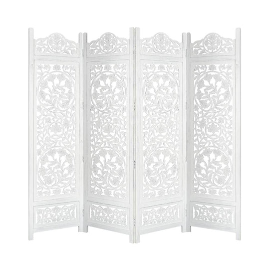 Koch Carved Timber Privacy Screen - White Antique