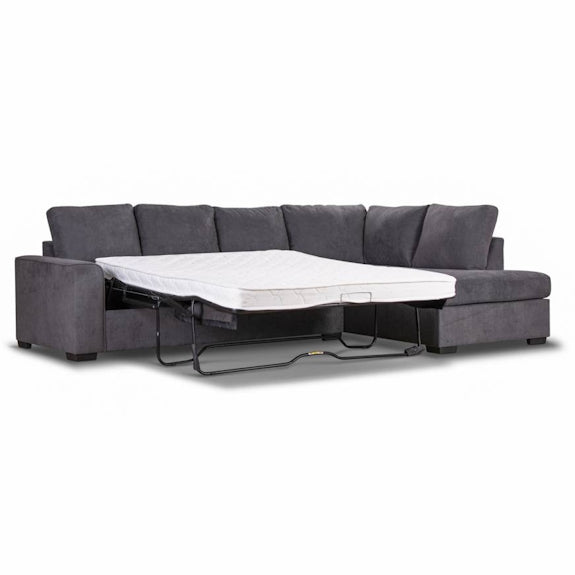Kristie 3 Seater Fabric Sofa Bed with RHF Chaise - Dark Grey