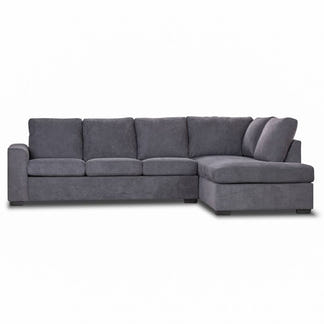 Kristie 3 Seater Fabric Sofa with RHF Chaise - Dark Grey