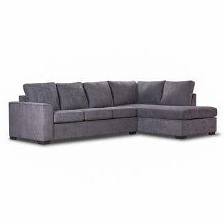Kristie 3 Seater Fabric Sofa with RHF Chaise - Dark Grey