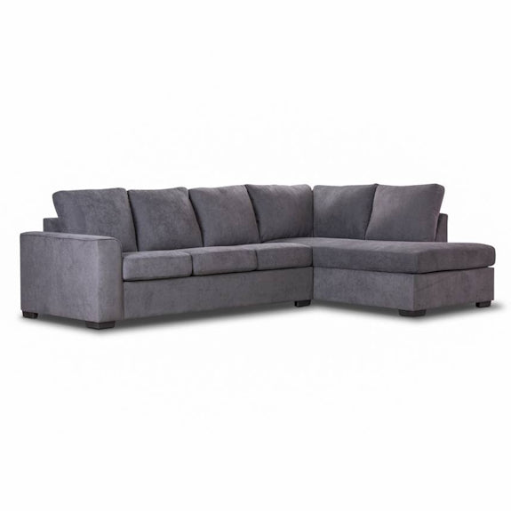 Kristie 3 Seater Fabric Sofa with RHF Chaise - Dark Grey