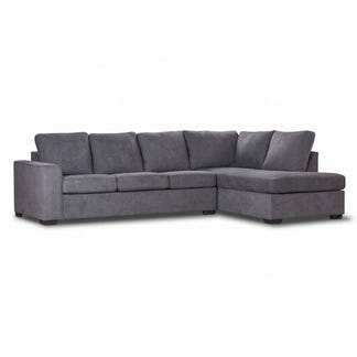 Kristie 3 Seater Fabric Sofa with RHF Chaise - Dark Grey