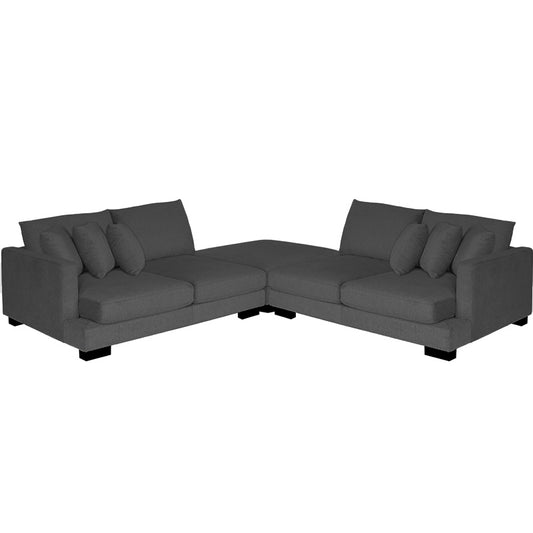 Laguna Deep 4 Seater Modular Sofa Lounge with Ottoman - Charcoal Grey Fabric