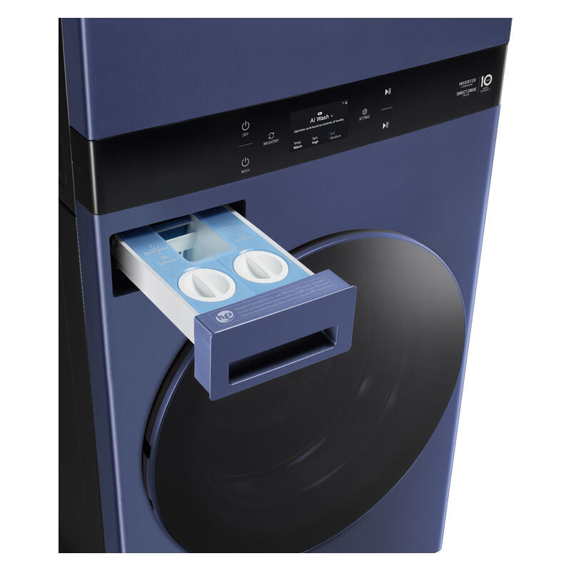 LG 19kg + 10kg Smart AI WashTower All-In-One Stacked Washer Dryer Combo - Navy Blue