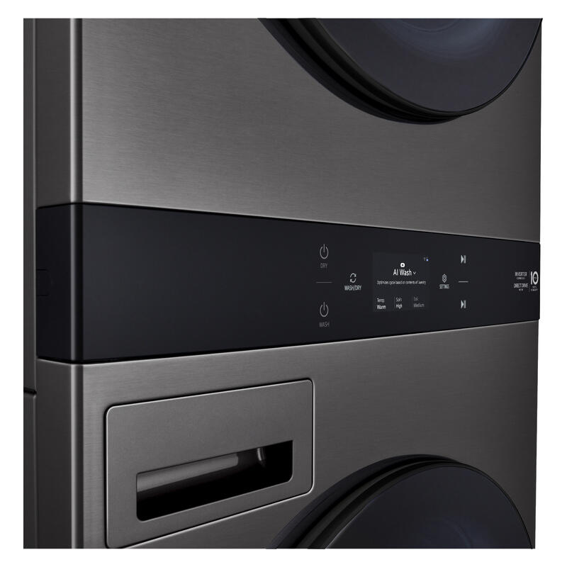 LG 19kg + 10kg Smart AI WashTower All-In-One Stacked Washer Dryer Combo - Black