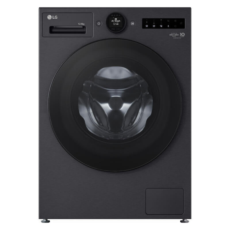 LG 12kg + 8kg Smart AI Front Load Washing Machine and Dryer Combo – Matte Black (Series 10)