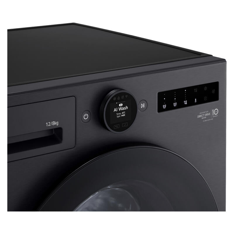 LG 12kg + 8kg Smart AI Front Load Washing Machine and Dryer Combo – Matte Black (Series 10)