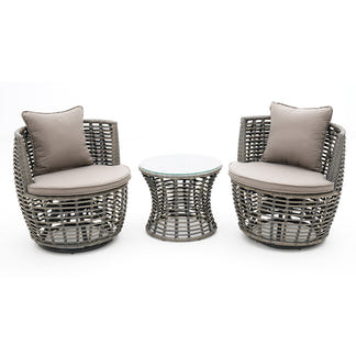 Luca 3 Piece Swivel Chat Set - Grey/Taupe