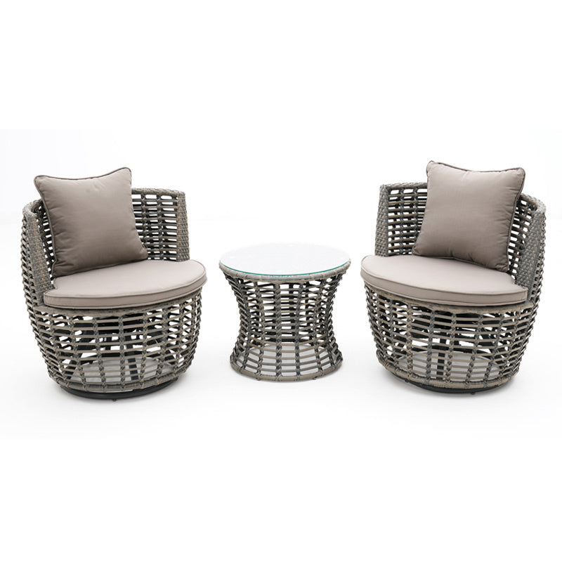 Luca 3 Piece Swivel Chat Set - Grey/Taupe