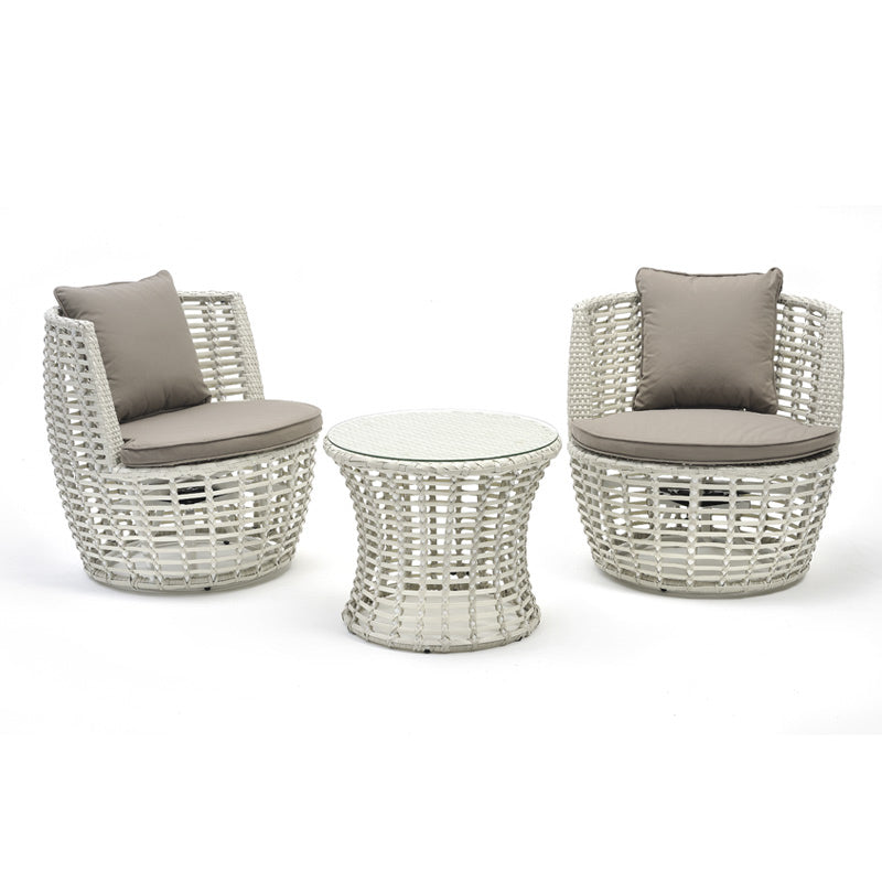 Luca 3 Piece Swivel Chat Set - Grey White/Taupe