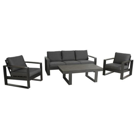 Maderia 4 Piece Outdoor Lounge Set - Charcoal/Grey