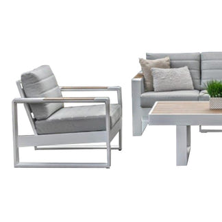 Maderia 4 Piece Outdoor Lounge Set - White/Light Grey
