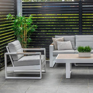 Maderia 4 Piece Outdoor Lounge Set - White/Light Grey