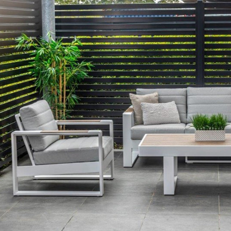 Maderia 4 Piece Outdoor Lounge Set - White/Light Grey