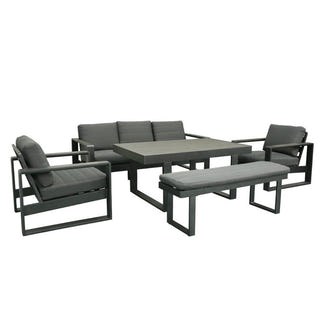 Maderia 5 Piece Outdoor Lounge/Dining Set - Charcoal/Dark Grey