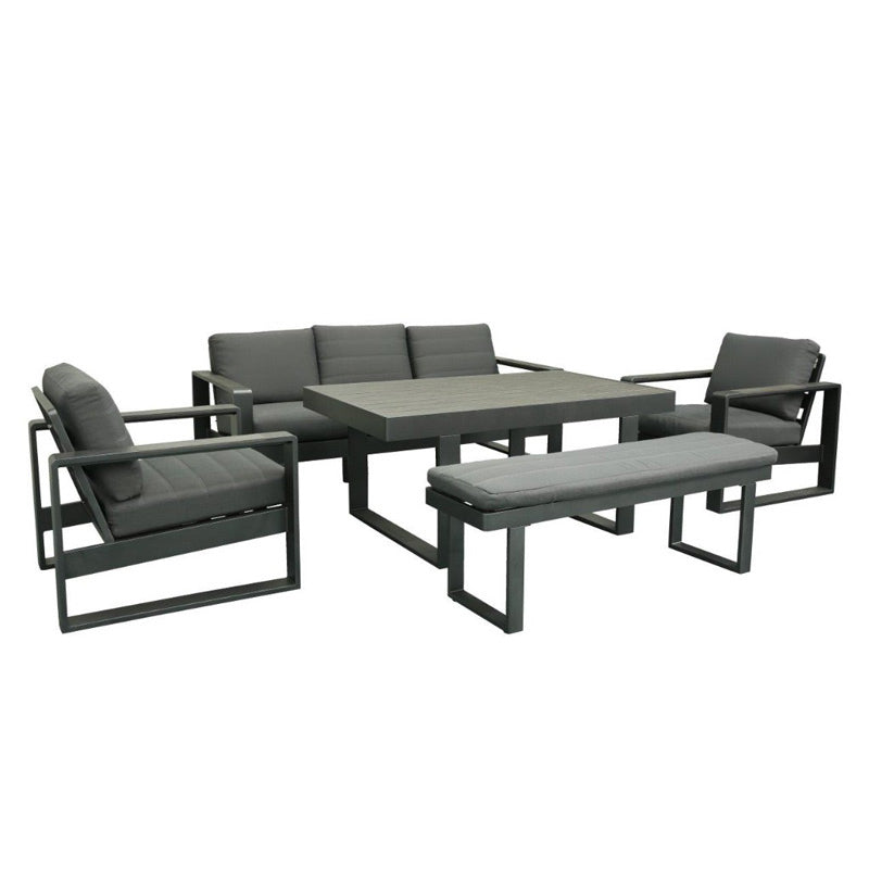 Maderia 5 Piece Outdoor Lounge/Dining Set - Charcoal/Dark Grey