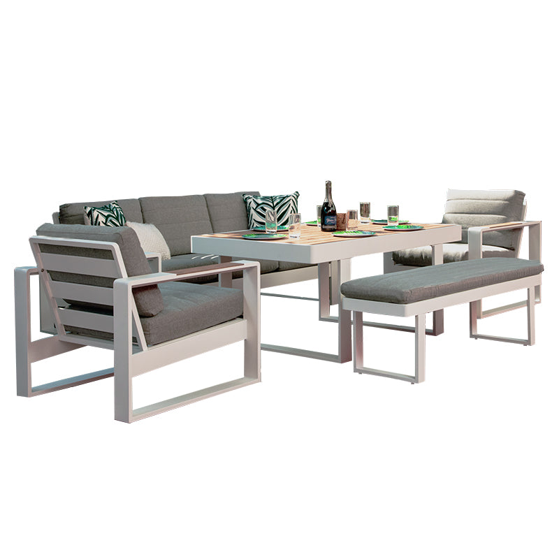Maderia 5 Piece Outdoor Lounge/Dining Set - White/Light Grey