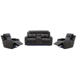 Magic 2+1+1 Electric Fabric Recliner Suite - Charcoal