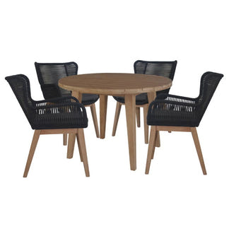 Marrakesh 5 Piece Outdoor Timber Dining Setting -  Natural/Black