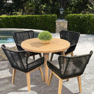 Marrakesh 5 Piece Outdoor Timber Dining Setting -  Natural/Black
