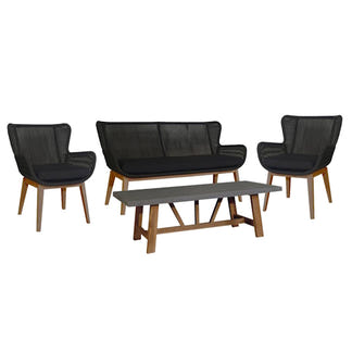 Marrakesh 4 Piece Timber Lounge Set - Natural/Black