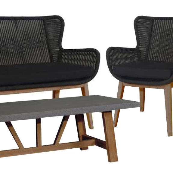 Marrakesh 4 Piece Timber Lounge Set - Natural/Black