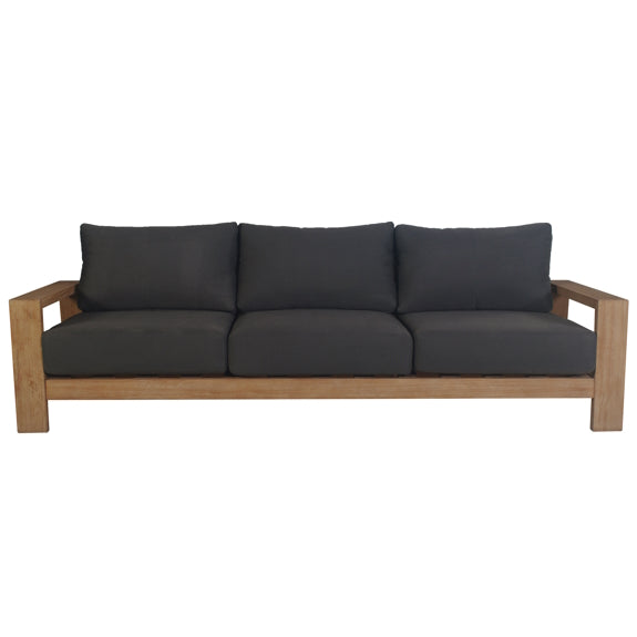 Marrakesh Outdoor 3 Seater Timber Sofa - Natural/Charcoal