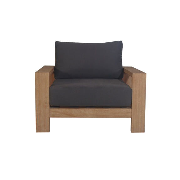 Marrakesh Outdoor 1 Seater Timber Armchair - Natural/Charcoal