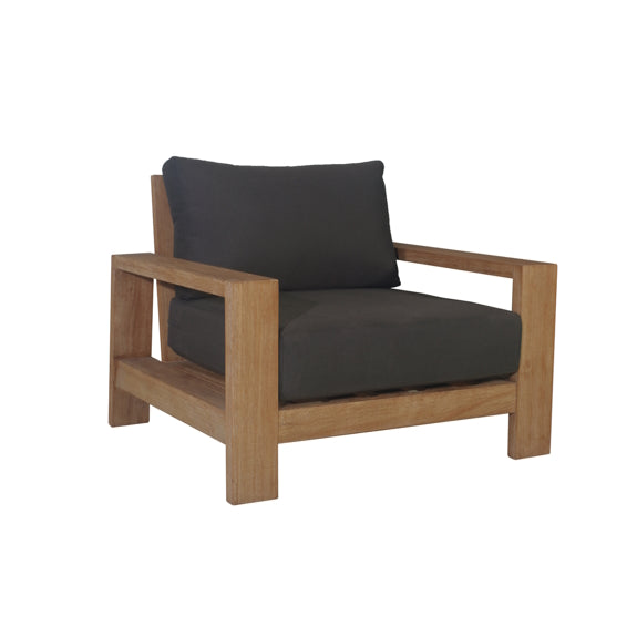 Marrakesh Outdoor 1 Seater Timber Armchair - Natural/Charcoal