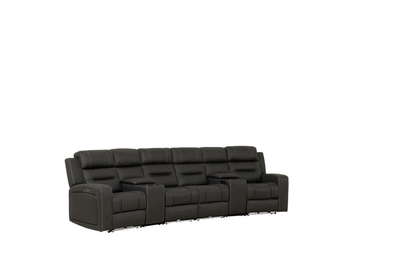 Matrix 4 Seater Home Theatre Electric Recliner Lounge - Jet