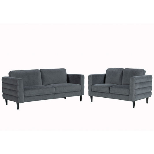 Metro 2 + 3 Seater Sofa Lounge Suite Set - Dark Grey Fabric