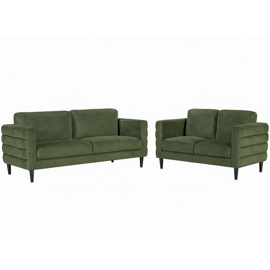 Metro 2 + 3 Seater Sofa Lounge Suite Set - Forest Green Fabric