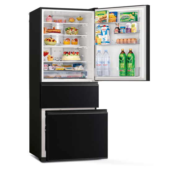 Mitsubishi Electric 450L 3 Door Bottom Mount Fridge - Black