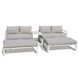 New Moon 5 Piece Modular Outdoor Lounge Setting - White/Biege